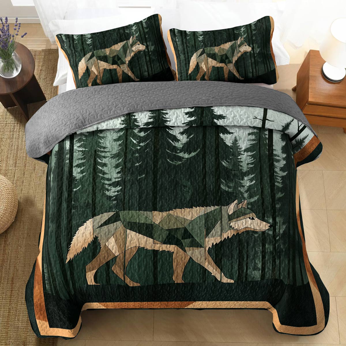 Shineful All Season Quilt 3-Piece Set - Wolf Wilderness