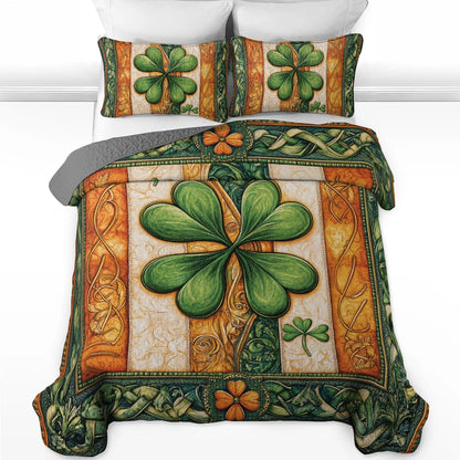 Shineful All Season Quilt 3-Piece Set Celtic Clover