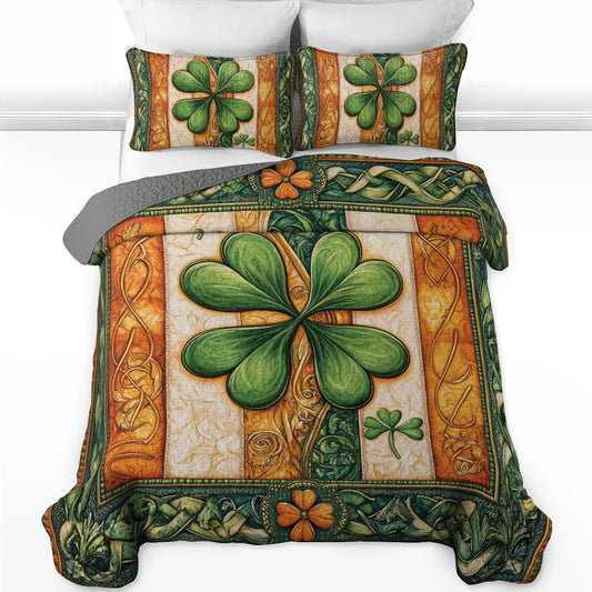 Shineful All Season Quilt 3-Piece Set Celtic Clover