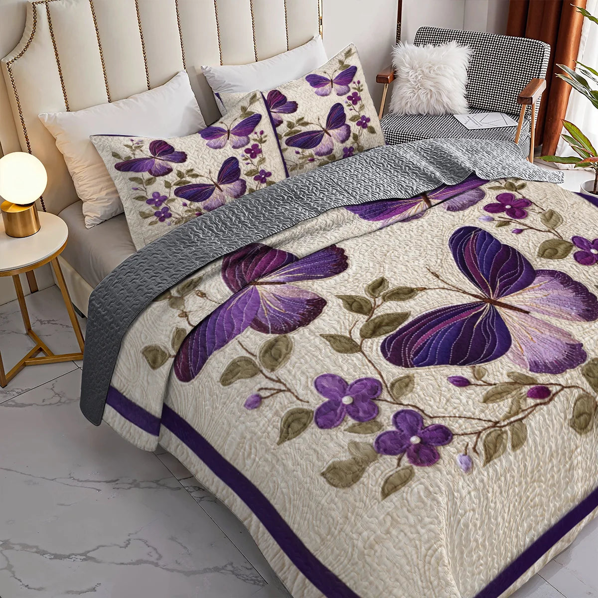 Shineful Quilt 3-Piece Set Dance of the Violet Wings