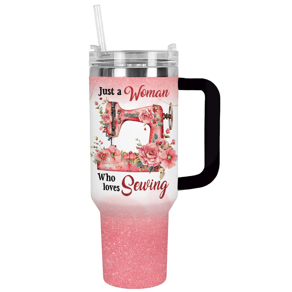Shineful Glossy Tumbler Pink Glitter Sewing Machine
