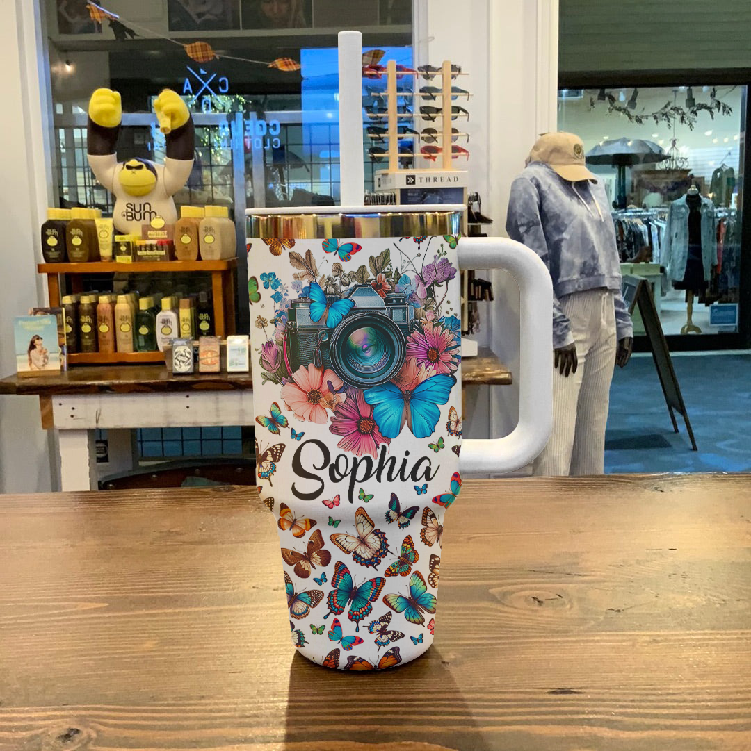 Butterfly Shineful™ Tumbler 40 Oz Name Customized Vq03 40Oz