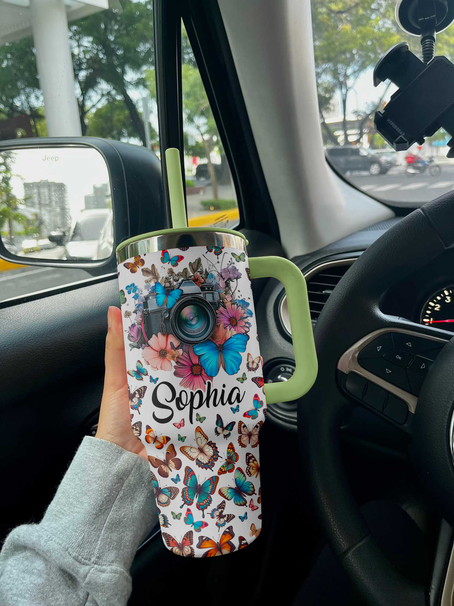 Butterfly Shineful™ Tumbler 40 Oz Name Customized Vq03 Green 40Oz