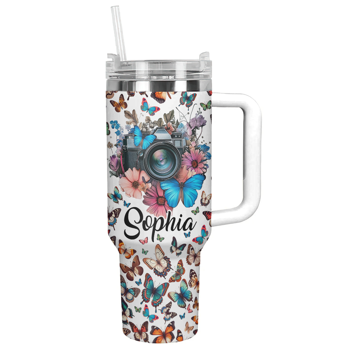Butterfly Shineful™ Tumbler 40 Oz Name Customized Vq03 40Oz