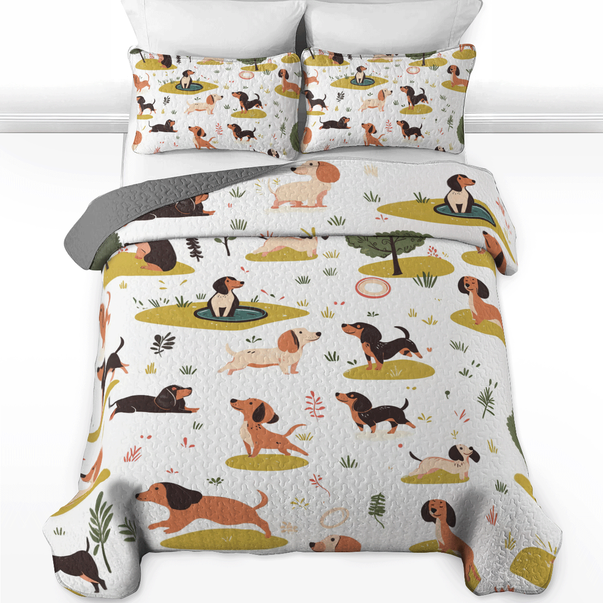 Shineful All Season Quilt 3-Piece Set Dachshund Dreams