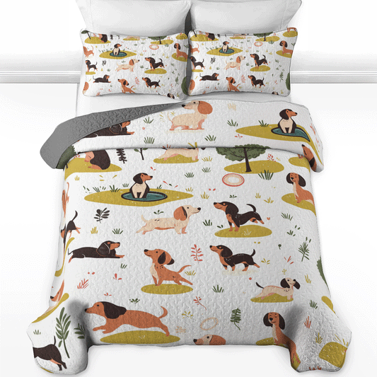 Shineful All Season Quilt 3-Piece Set Dachshund Dreams