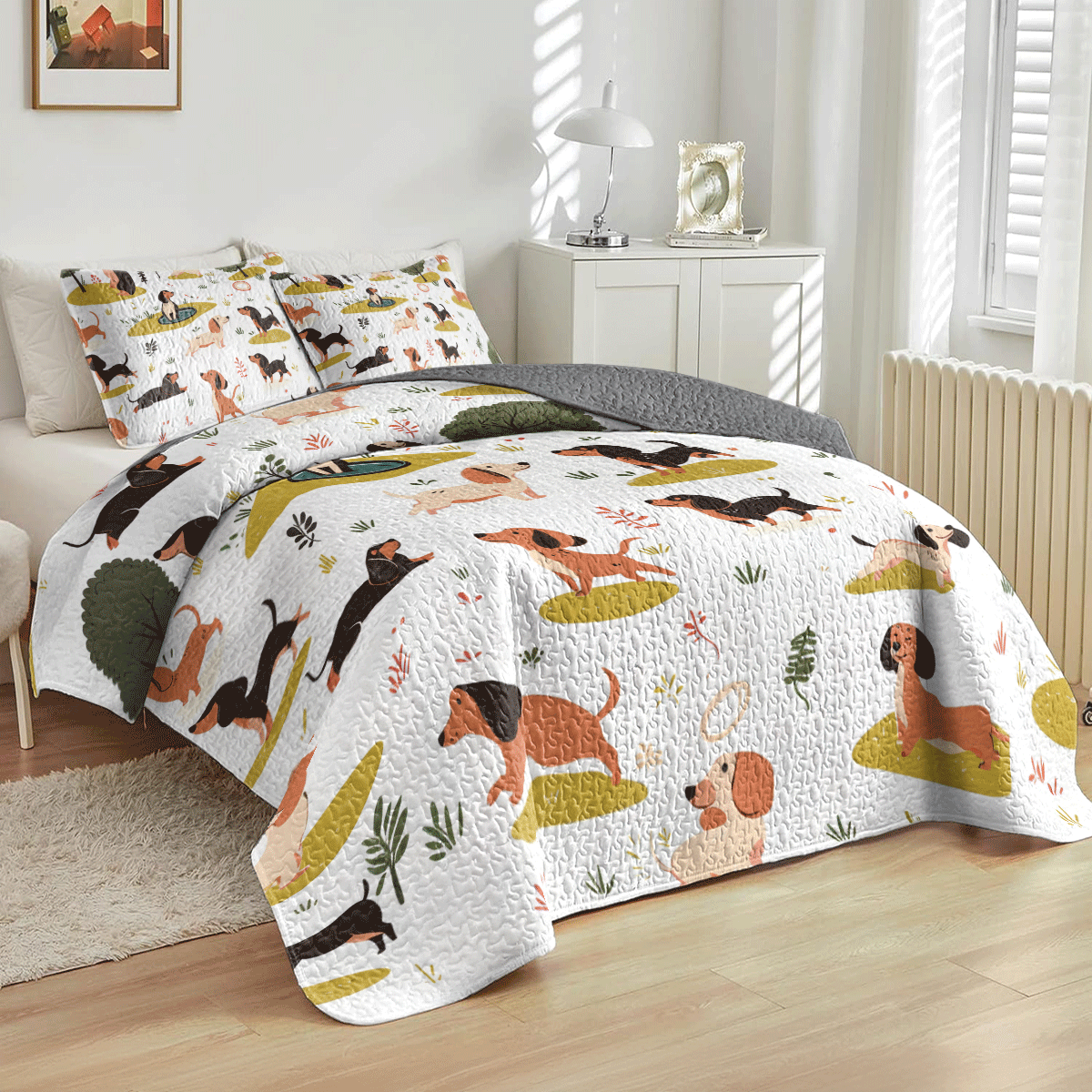 Shineful All Season Quilt 3-Piece Set Dachshund Dreams