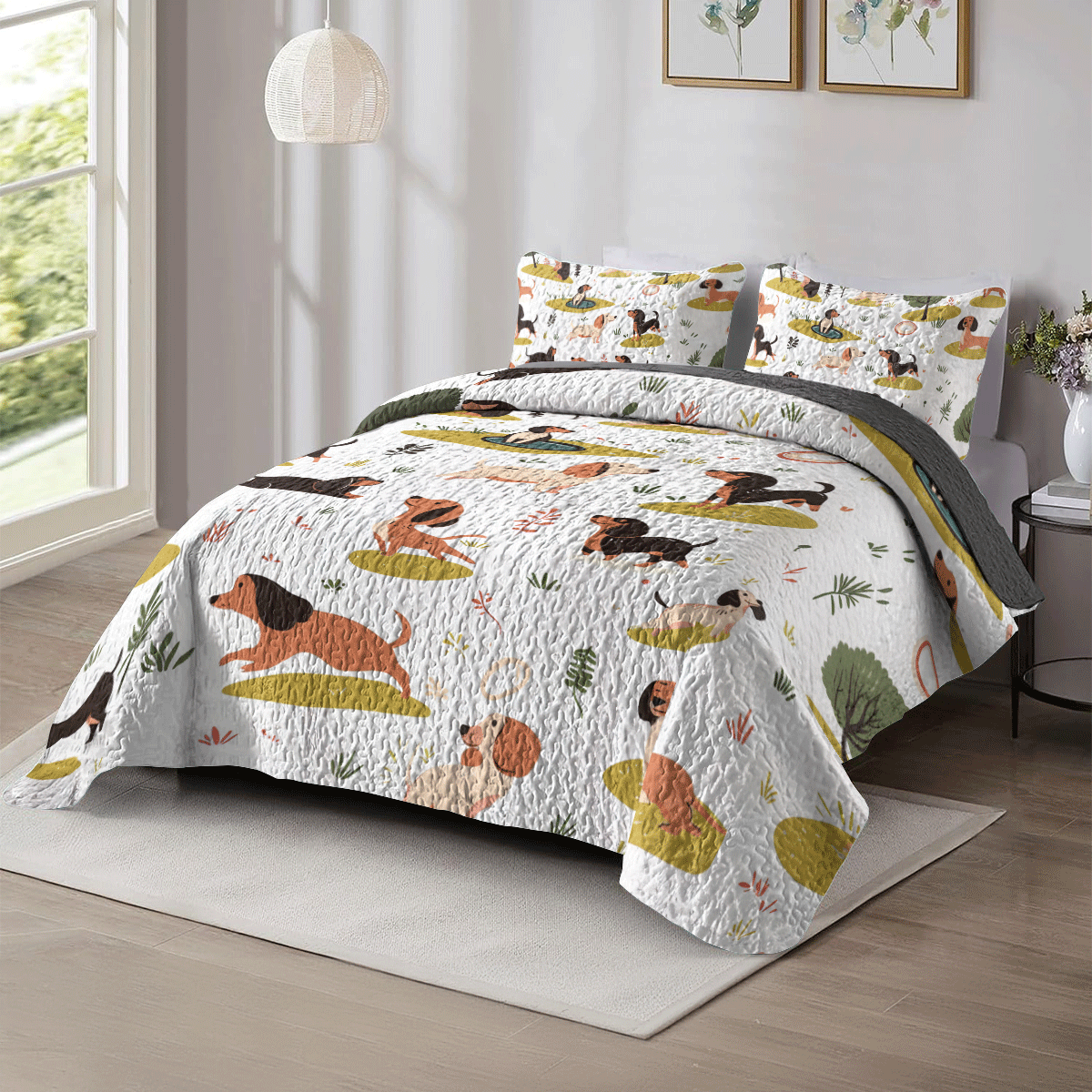 Shineful All Season Quilt 3-Piece Set Dachshund Dreams