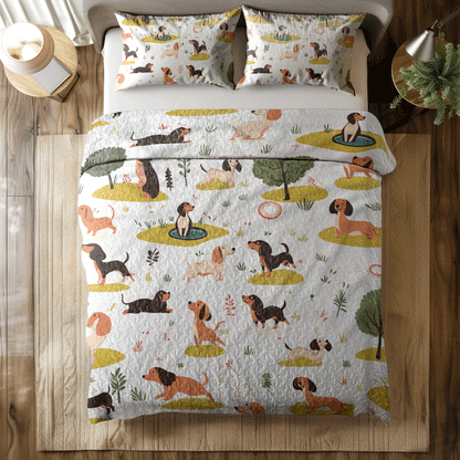Shineful All Season Quilt 3-Piece Set Dachshund Dreams