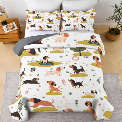 Shineful All Season Quilt 3-Piece Set Dachshund Dreams