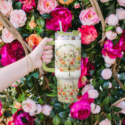 Shineful Tumbler Floral Dragonfly