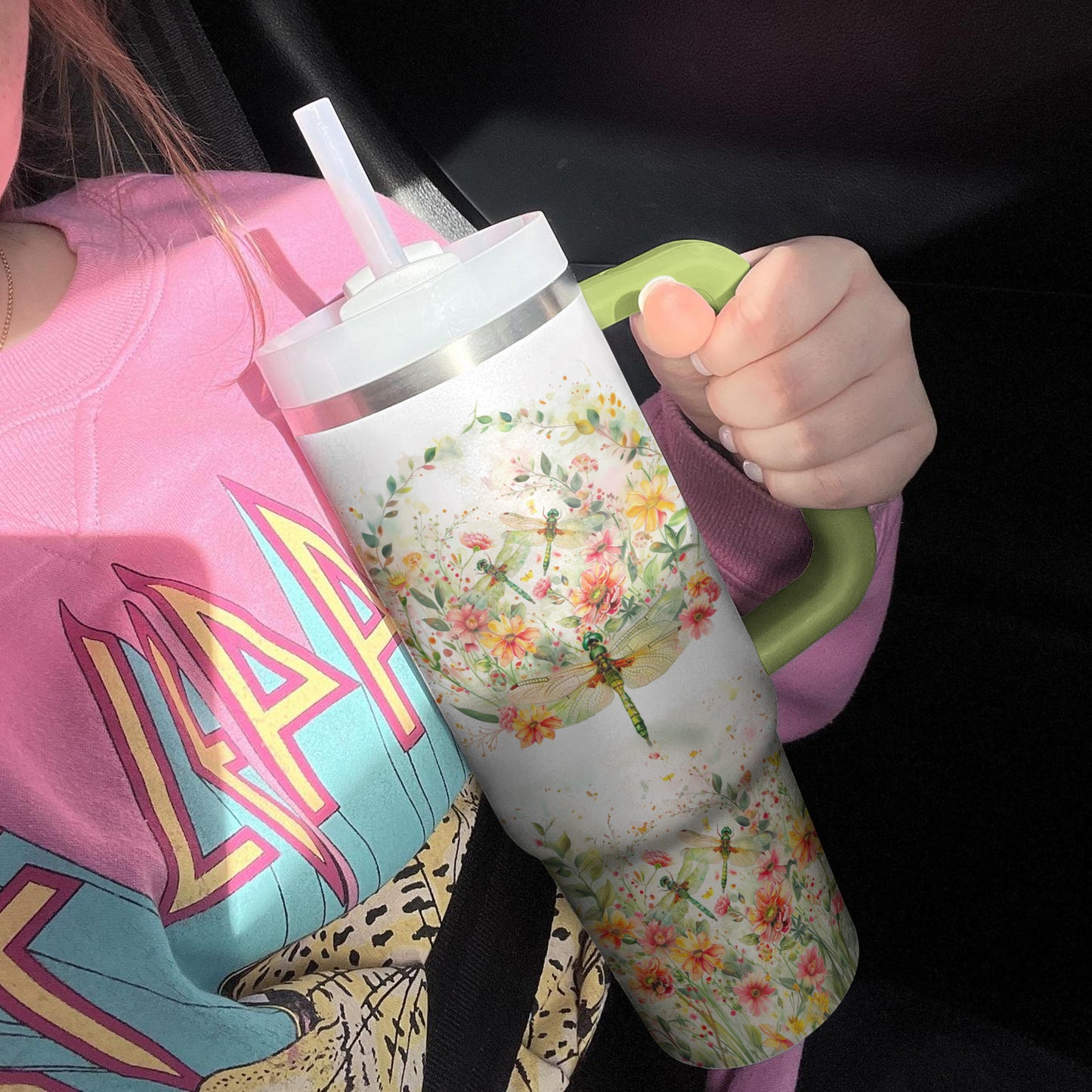 Shineful Tumbler Floral Dragonfly