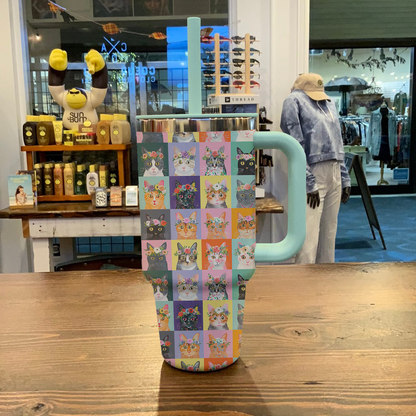 Cat Shineful™ Tumbler 40 Oz Charming Floral Vq03 40Oz