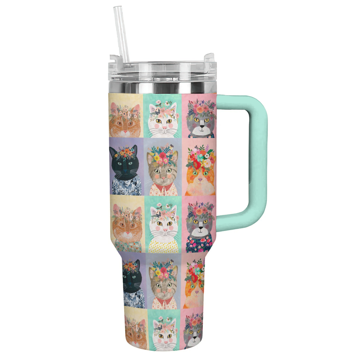 Cat Shineful™ Tumbler 40 Oz Charming Floral Vq03 40Oz