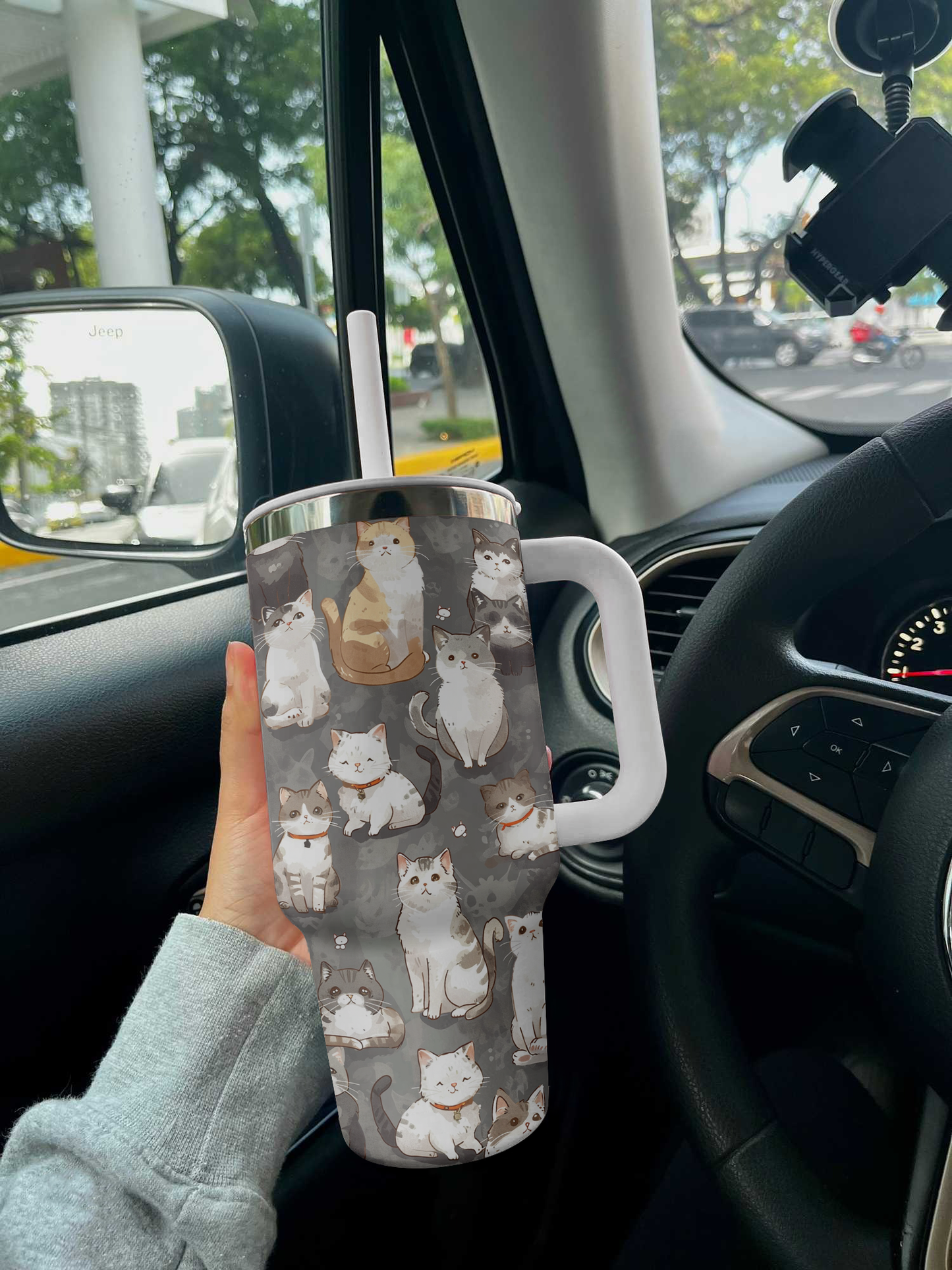 Cat Shineful™ Tumbler 40 Oz Cat’s Canvas Vq03 White 40Oz