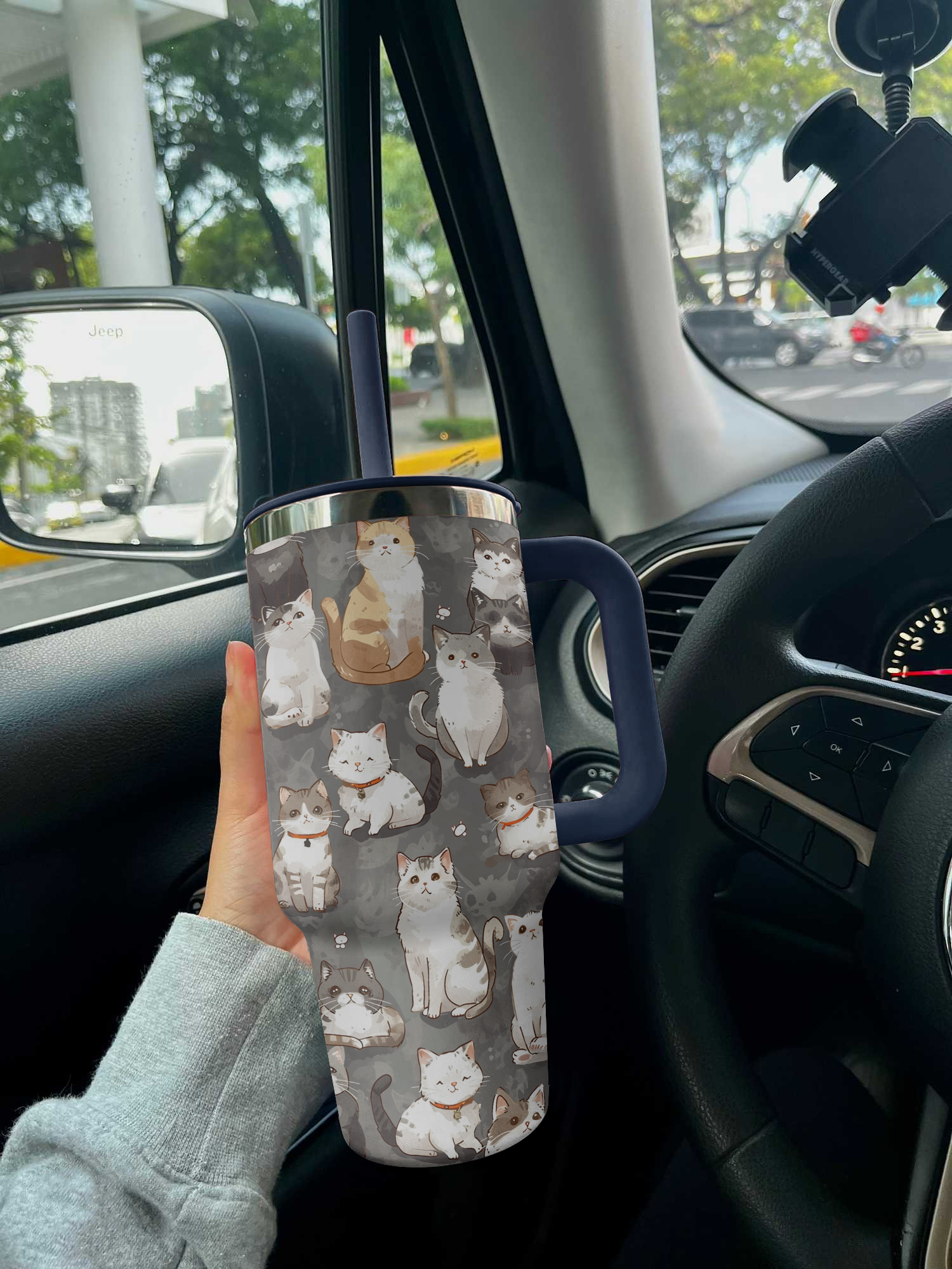 Cat Shineful™ Tumbler 40 Oz Cat’s Canvas Vq03 Denim Blue 40Oz