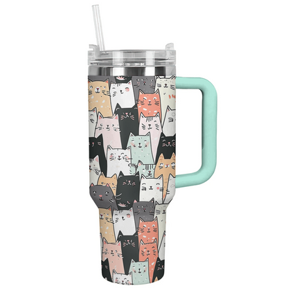 Cat 40 Oz Shineful™ Tumbler Seamless Cartoon Vq03 40Oz