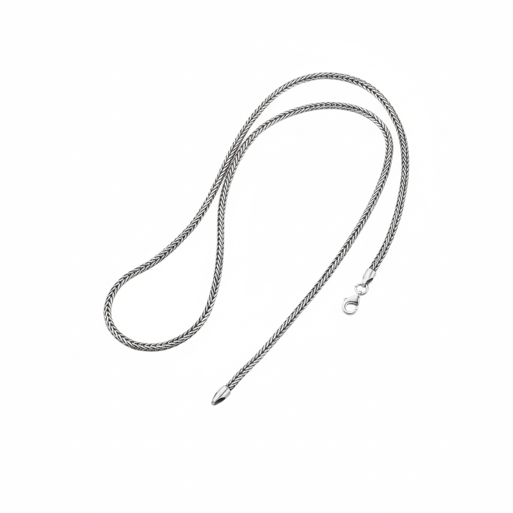 Shineful Oxidized Sterling Silver Viking Foxtail Chain Necklace for Men