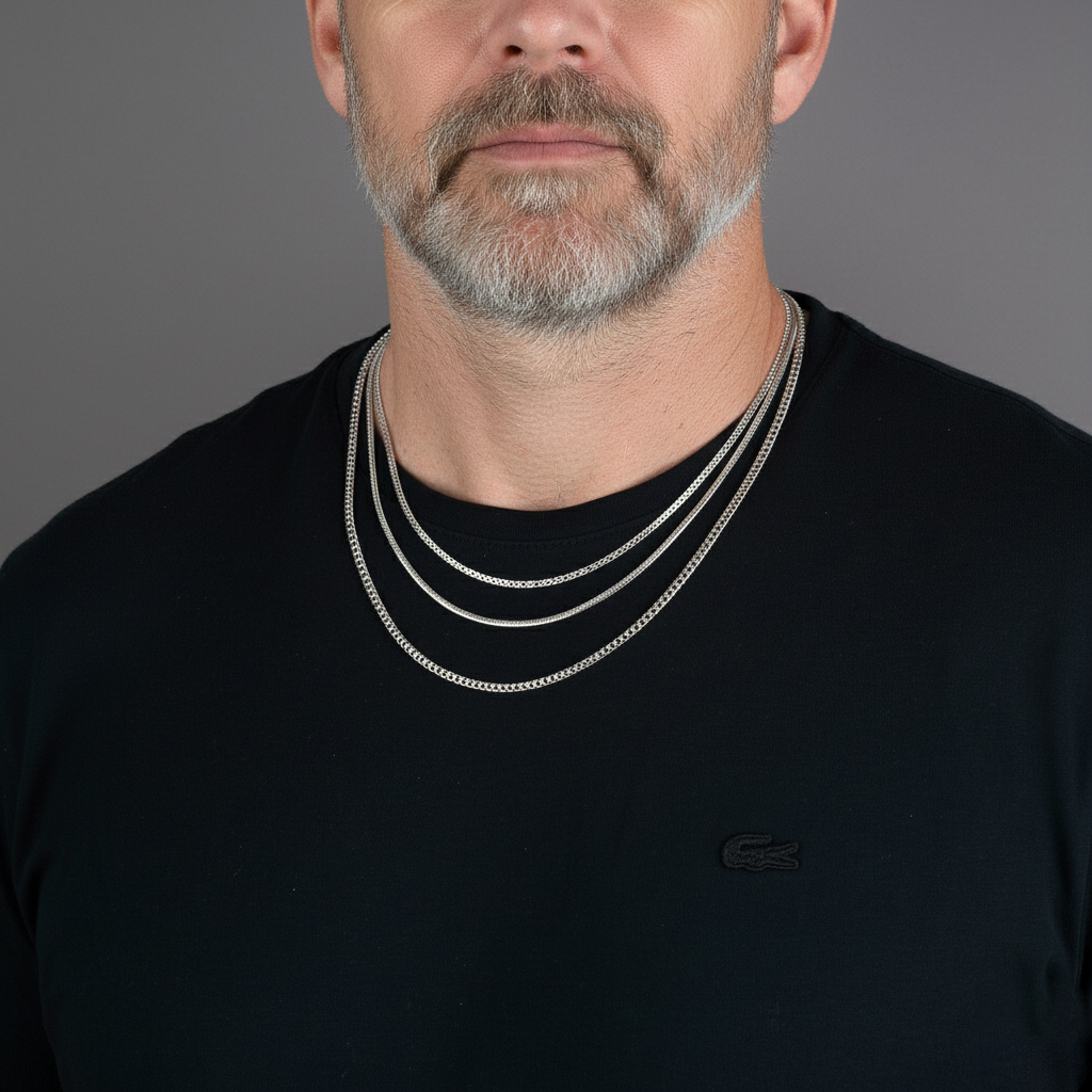 Shineful Oxidized Sterling Silver Viking Foxtail Chain Necklace for Men