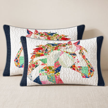 Shineful Quilt 3-Piece Set Charming Floral Horse