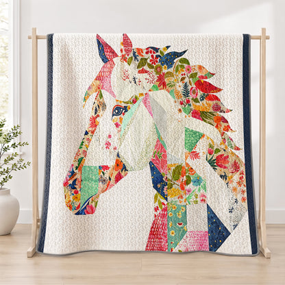 Shineful Quilt 3-Piece Set Charming Floral Horse