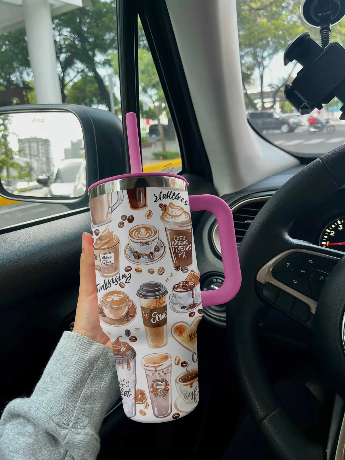 Coffee 40 Oz Shineful™ Tumbler Vibes V3 Vq03 Hot Pink 40Oz