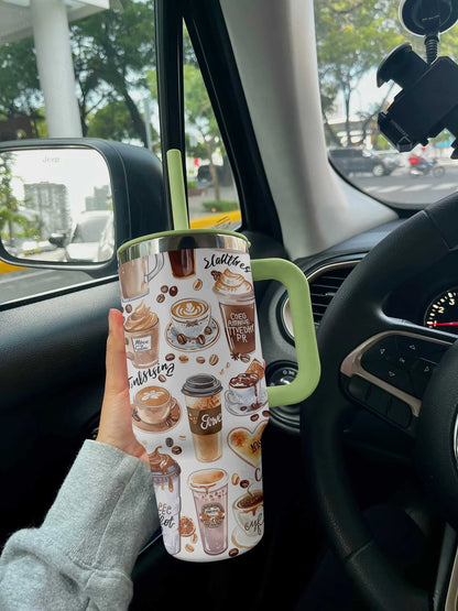 Coffee 40 Oz Shineful™ Tumbler Vibes V3 Vq03 Green 40Oz
