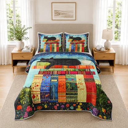 Shineful Quilt 3-Piece Set Cozy Cat