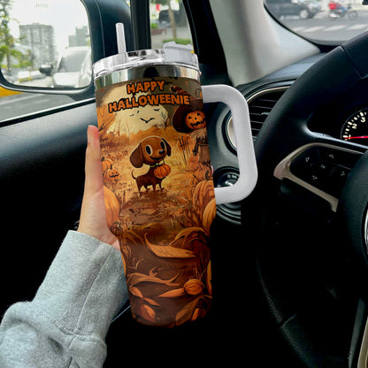 Shineful Tumbler Dachshund On Halloween Midnight