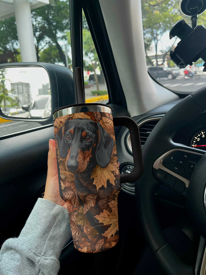 Dog 40 Oz Shineful™ Tumbler Autumn Dachshunds Vq03 Black 40Oz