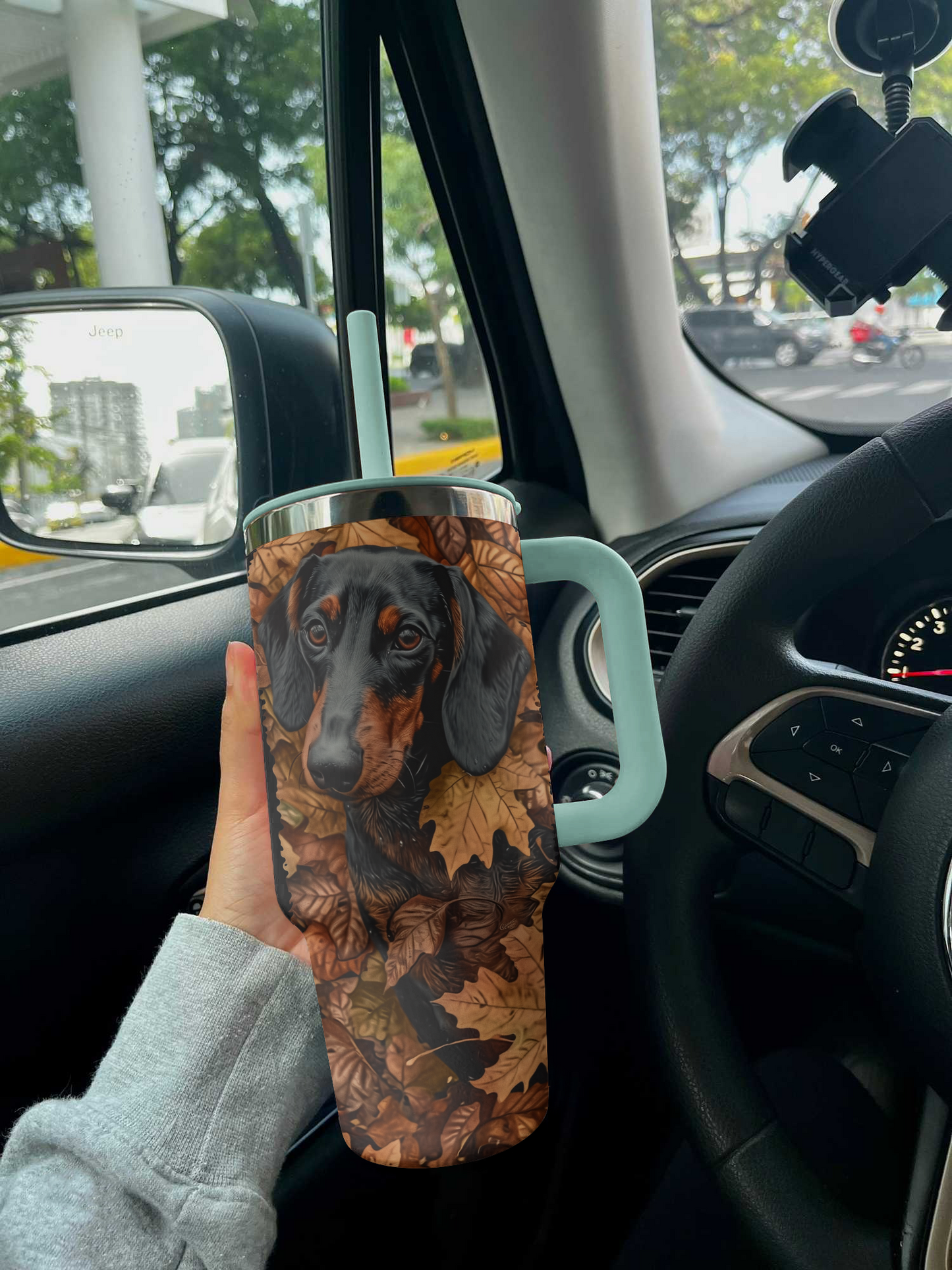 Dog 40 Oz Shineful™ Tumbler Autumn Dachshunds Vq03 Turquoise Blue 40Oz