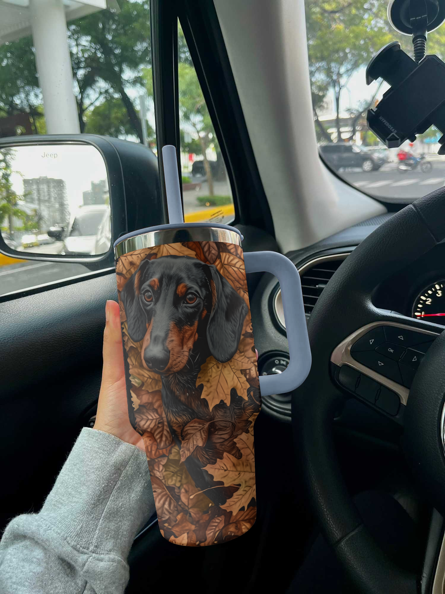 Dog 40 Oz Shineful™ Tumbler Autumn Dachshunds Vq03 Sky Blue 40Oz