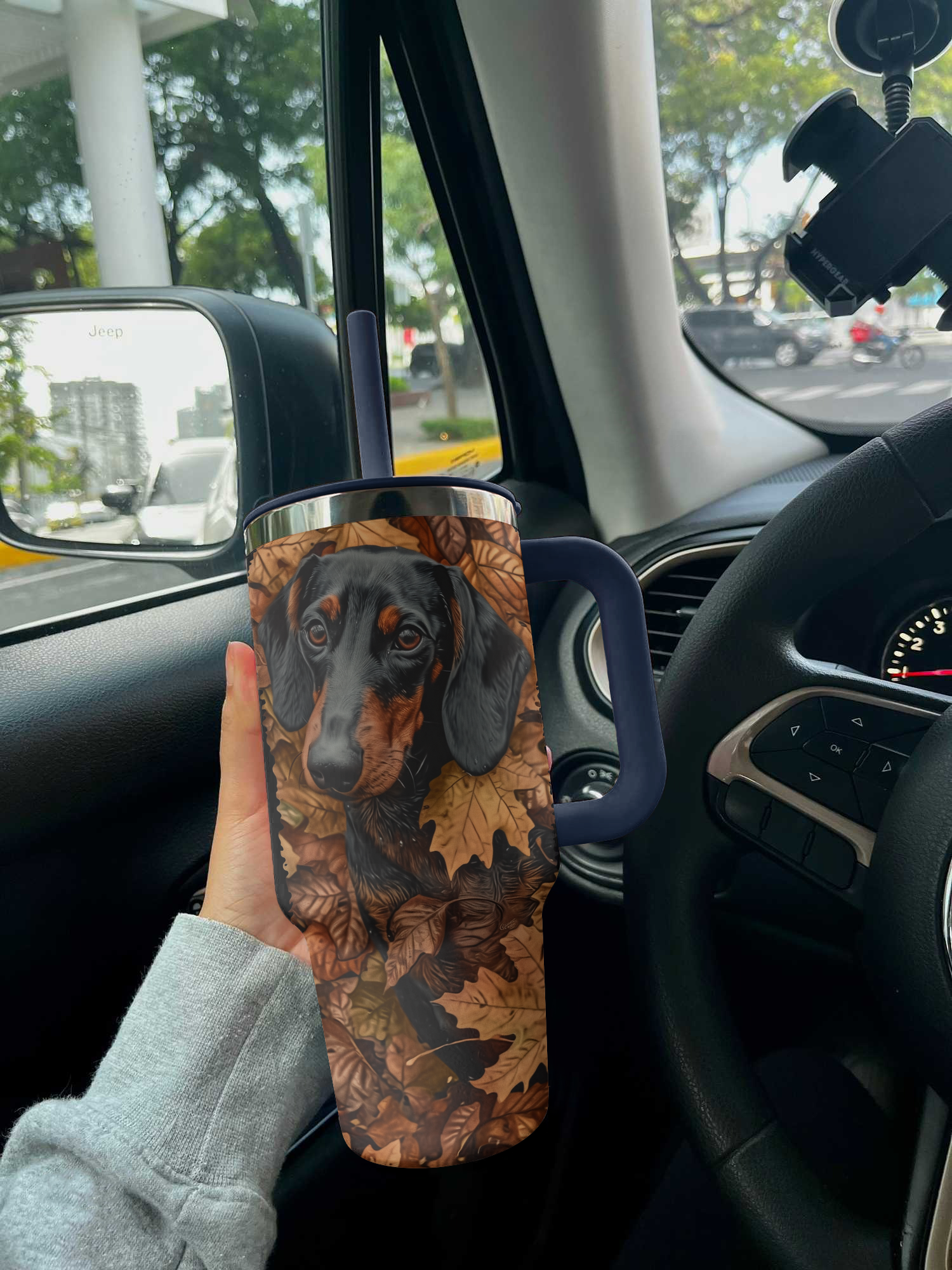 Dog 40 Oz Shineful™ Tumbler Autumn Dachshunds Vq03 Navy 40Oz