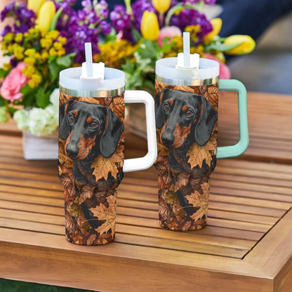 Dog 40 Oz Shineful™ Tumbler Autumn Dachshunds Vq03 40Oz