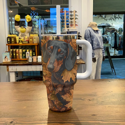 Dog 40 Oz Shineful™ Tumbler Autumn Dachshunds Vq03 40Oz