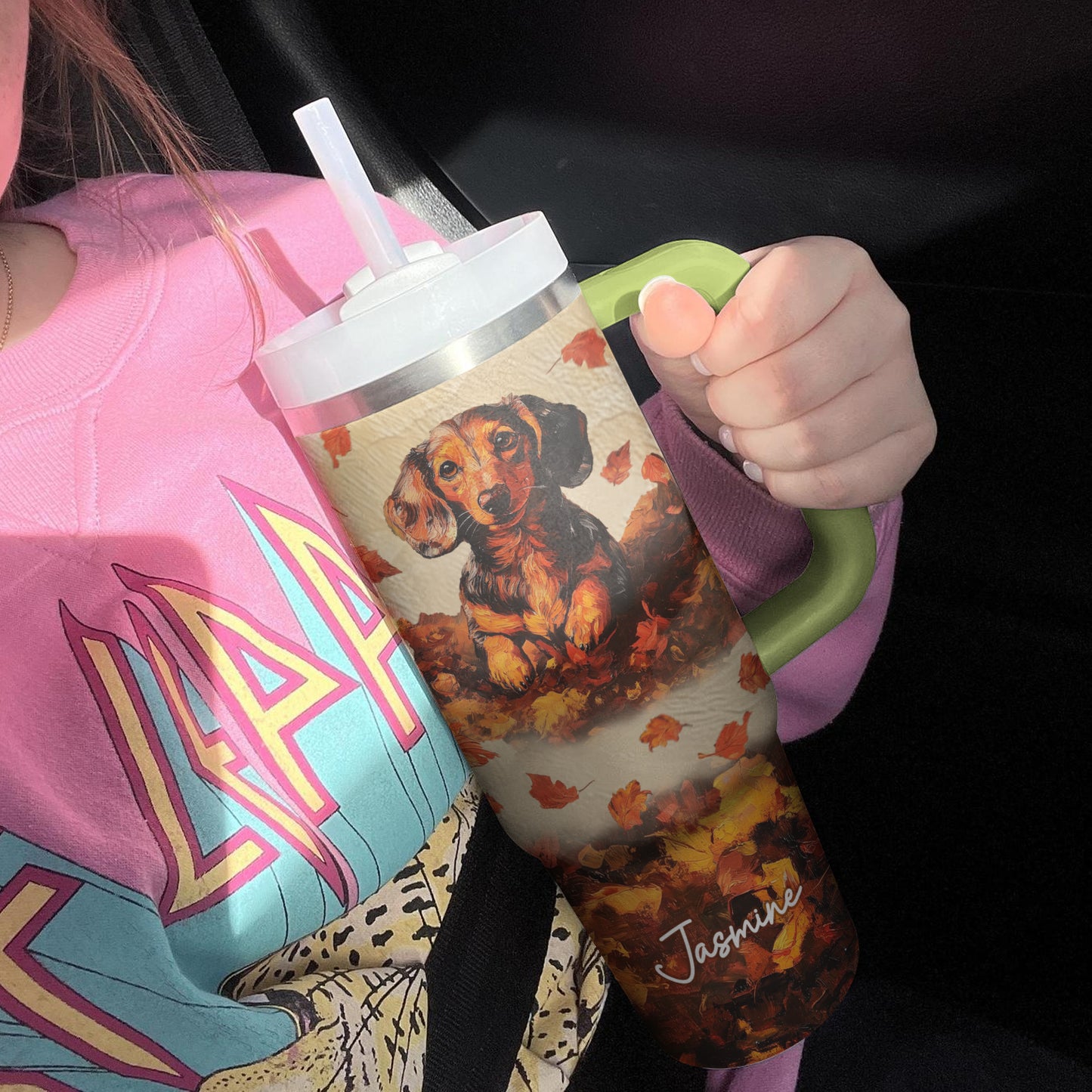 Shineful Tumbler Personalized Falling For Dachshunds Oil Painting Edition