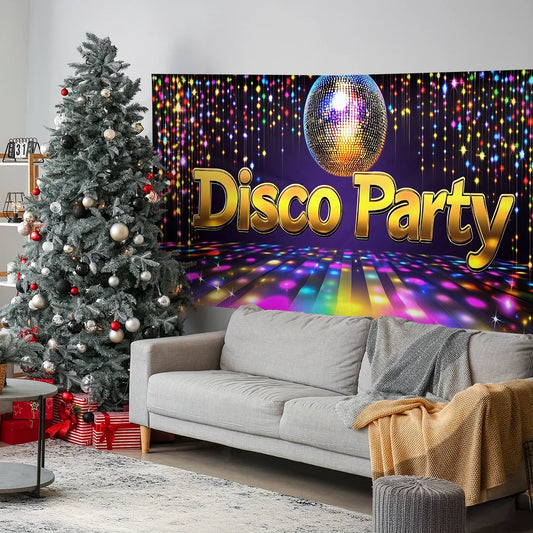 Shineful Garage Door Banner Decoration - Disco Fever with Sparkling Lights and Colorful Dance Floor
