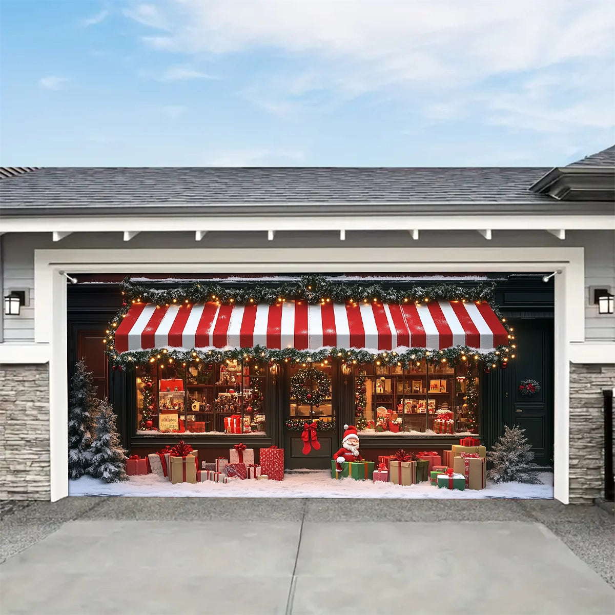 Shineful Garage Door Banner Decoration - Winter Wonderland Storefront A Christmas Scene Filled with Joy and Magic