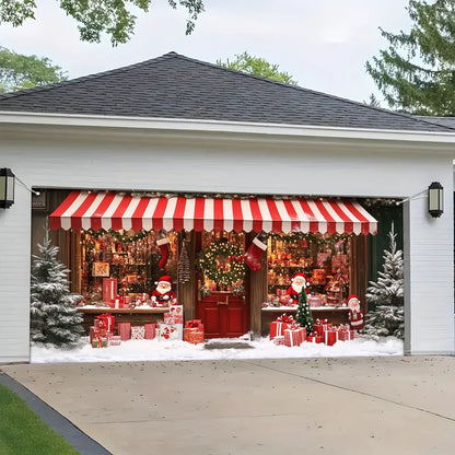 Shineful Garage Door Banner Decoration - Festive Holiday Storefront Santa’s Cozy Christmas Gift Shop