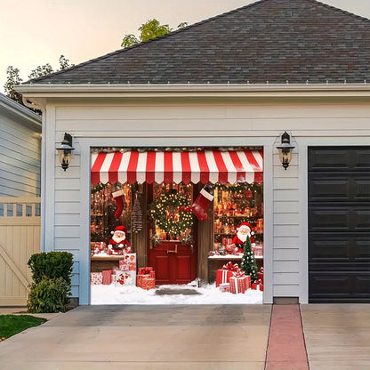 Shineful Garage Door Banner Decoration - Festive Holiday Storefront Santa’s Cozy Christmas Gift Shop