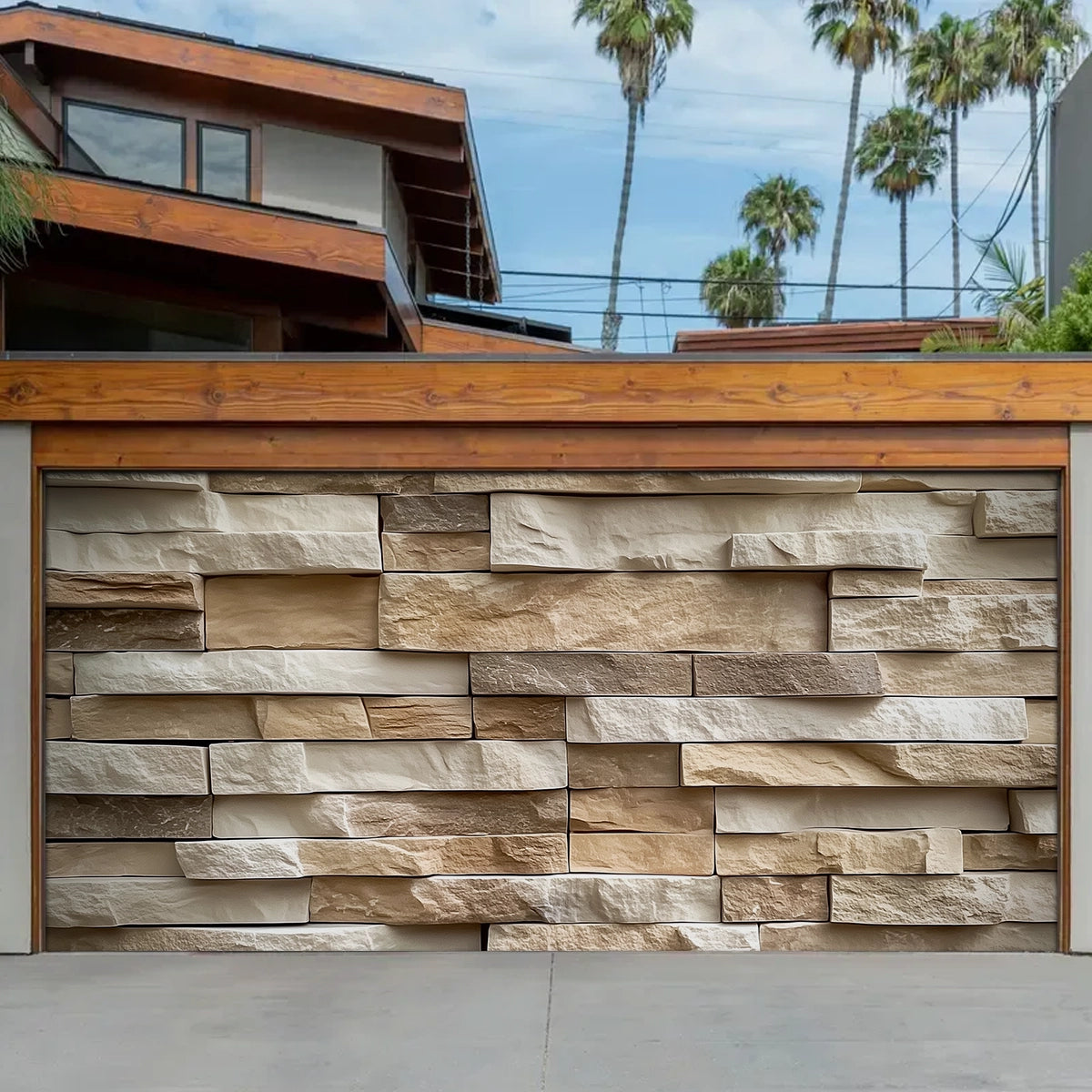 Shineful Garage Door Banner Decoration - Classic Stone Wall Design in an Irregular Pattern for a Timeless Look