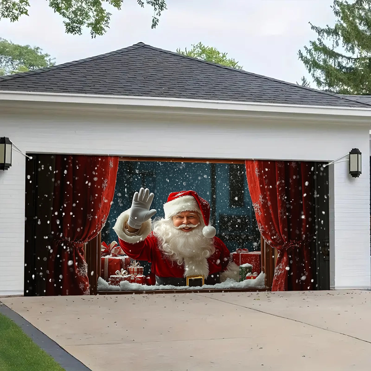 Shineful Garage Door Banner Decoration - Santa Spreading Christmas Cheer