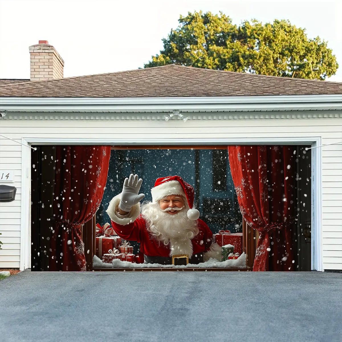 Shineful Garage Door Banner Decoration - Santa Spreading Christmas Cheer