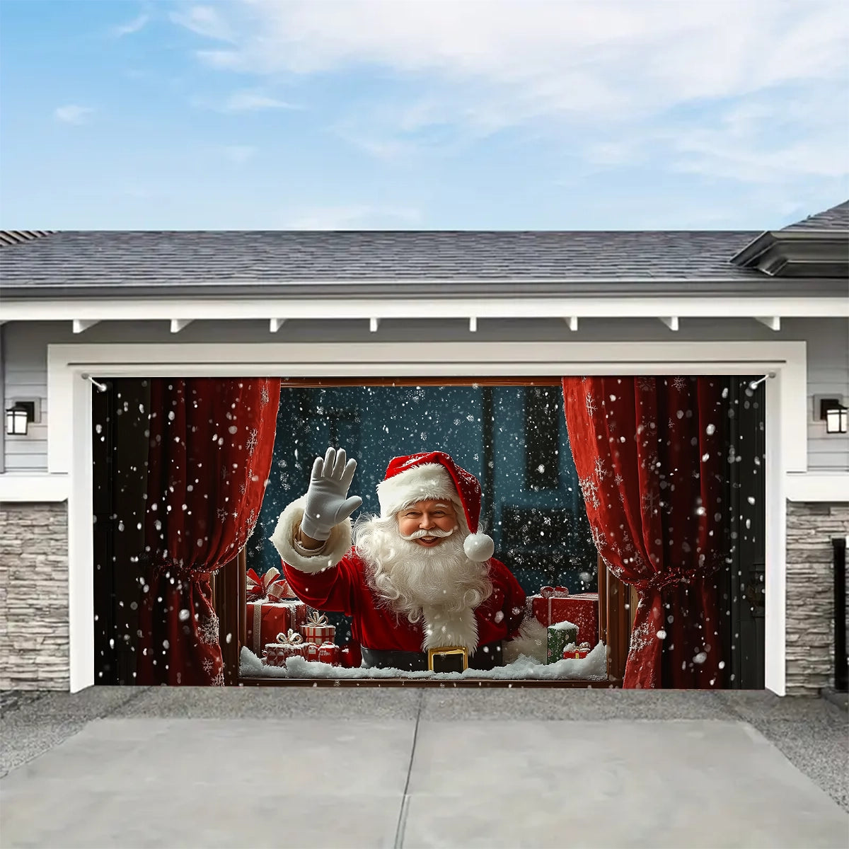 Shineful Garage Door Banner Decoration - Santa Spreading Christmas Cheer