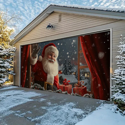 Shineful Garage Door Banner Decoration - A Friendly Visit from Santa