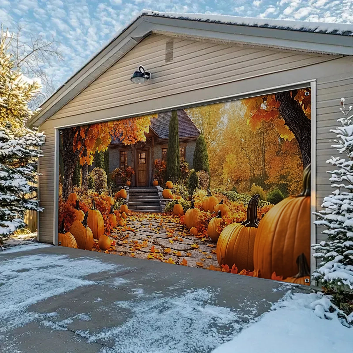 Shineful Garage Door Banner Decoration - Autumn Leaves and Pumpkin Dreams