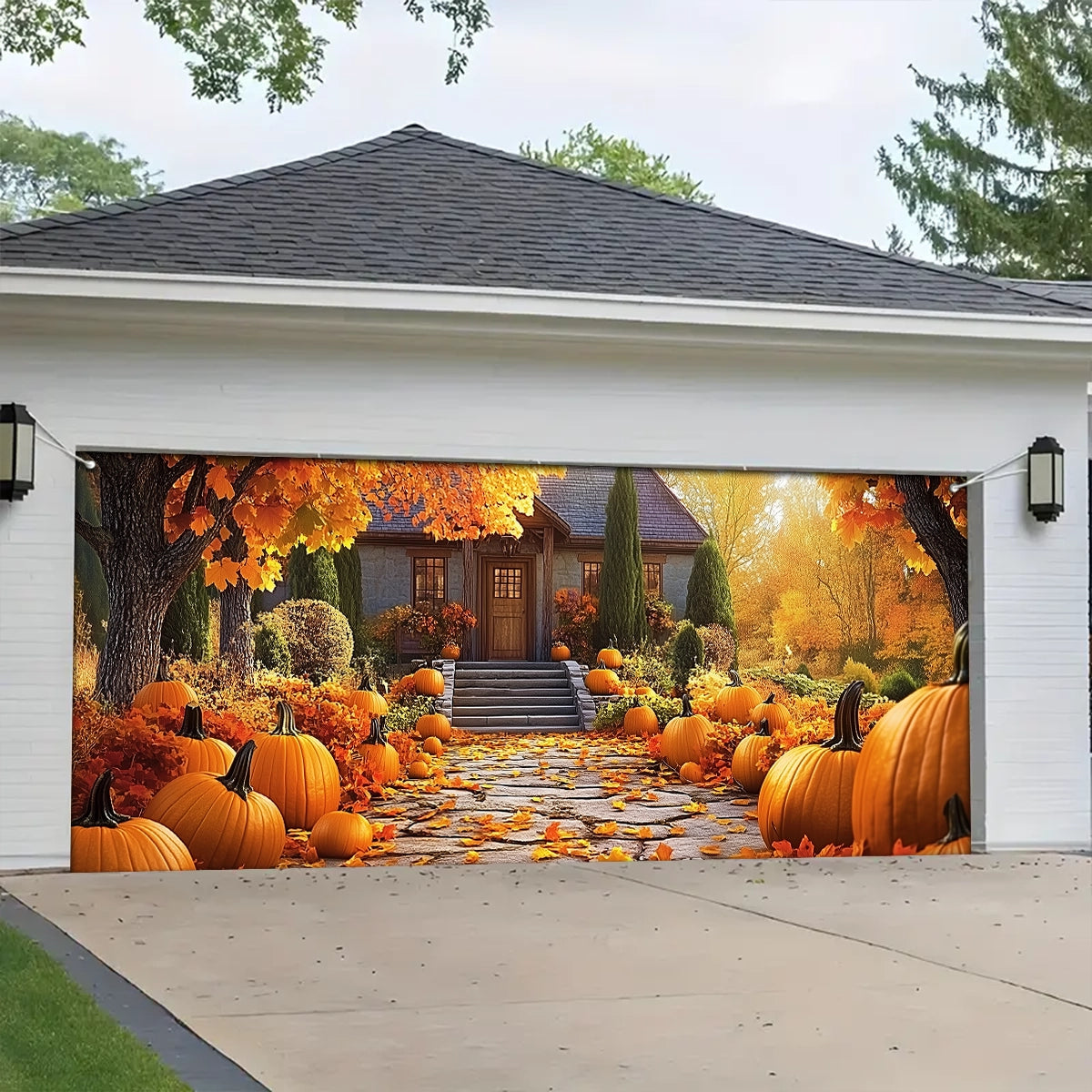 Shineful Garage Door Banner Decoration - Autumn Leaves and Pumpkin Dreams