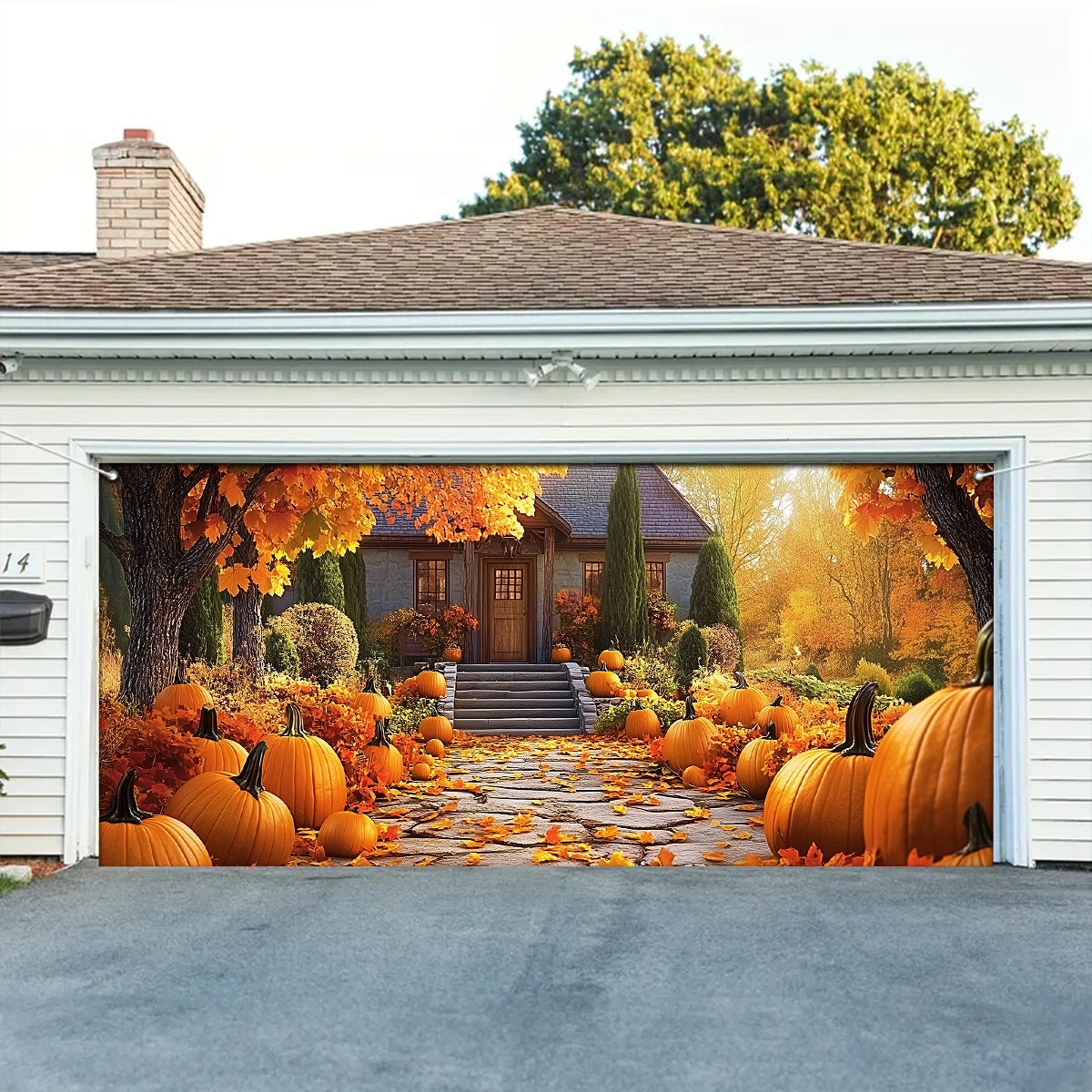 Shineful Garage Door Banner Decoration - Autumn Leaves and Pumpkin Dreams