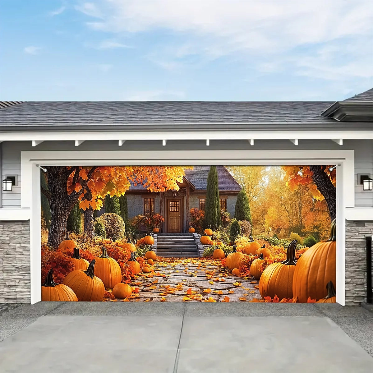 Shineful Garage Door Banner Decoration - Autumn Leaves and Pumpkin Dreams