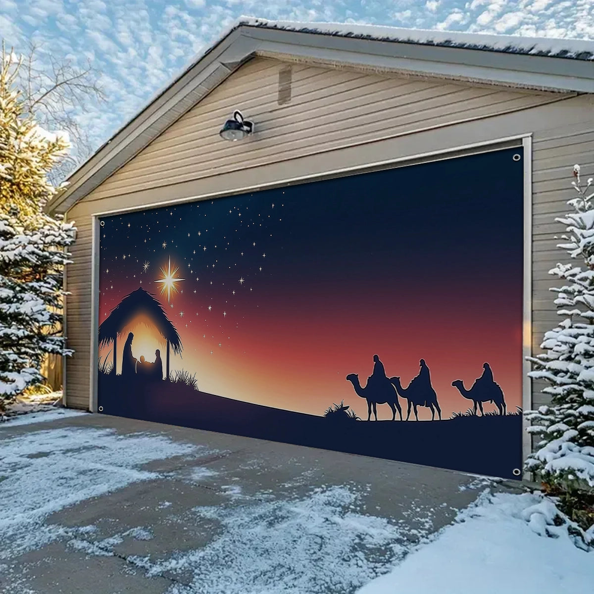 Shineful Garage Door Banner Decoration - The Holy Night's Gentle Glow